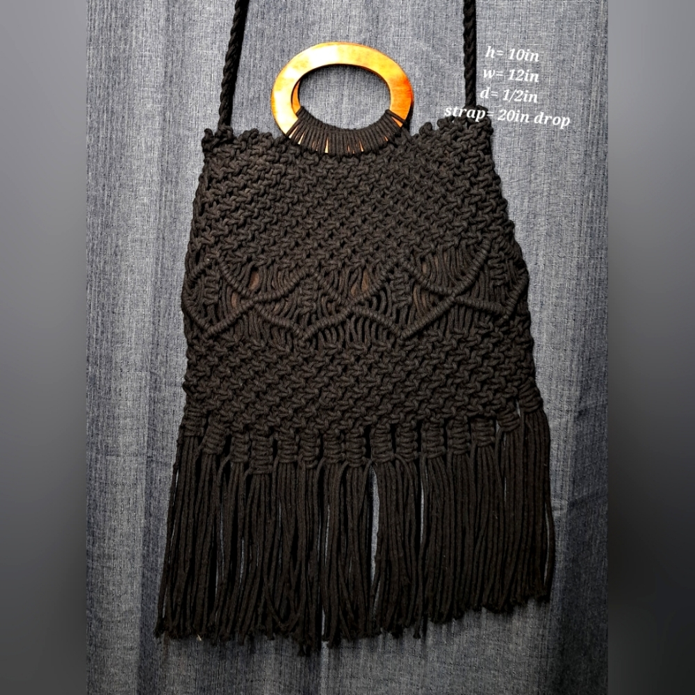 Danielle Nicole Women's Black Boho Macrame Bag - image 2